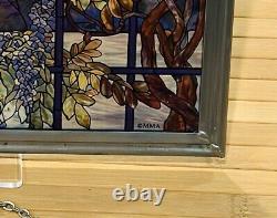 VTG MMA Tiffany View of Oyster Bay Stained Glass Panel 13x12 Stunning WithBox