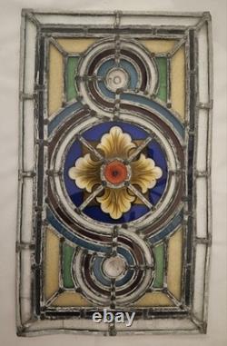 Victorian 19th Century Stained Glass Window Panel 18x11