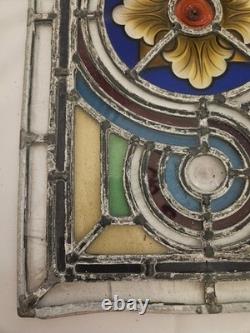 Victorian 19th Century Stained Glass Window Panel 18x11