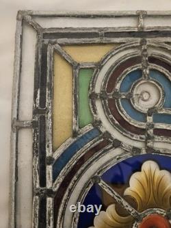 Victorian 19th Century Stained Glass Window Panel 18x11
