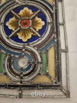 Victorian 19th Century Stained Glass Window Panel 18x11