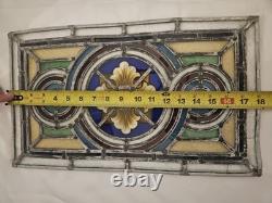 Victorian 19th Century Stained Glass Window Panel 18x11