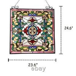 Victorian Design Stained Glass Tiffany Style Hanging Window Panel Decor