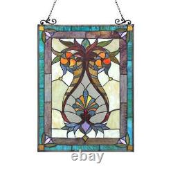 Victorian Design Stained Glass Window Panel Suncatcher 18x25in