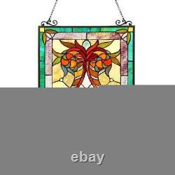 Victorian Design Stained Glass Window Panel Suncatcher 18x25in