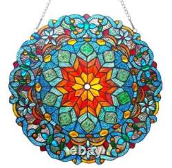 Victorian Design Tiffany Style Stained Glass Hanging Window Panel