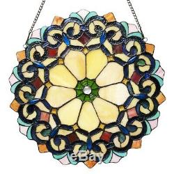 Victorian Floral Stained Glass Hanging Window Panel Tiffany Style Suncatcher 18