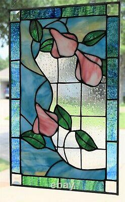Victorian Flowers Stained Glass Window Panel
