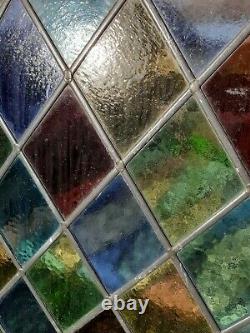 Victorian Leaded Stained Glass 3 Panels 55cms Square