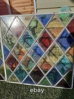 Victorian Leaded Stained Glass 3 Panels 55cms Square