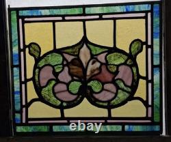 Victorian Leaded Stained Glass Panel Floral Design