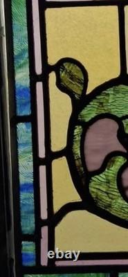 Victorian Leaded Stained Glass Panel Floral Design