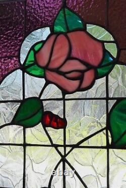 Victorian Rose Stained Glass Window Panel