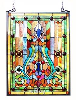 Victorian Stained Glass Hanging Window Tiffany Style Panel