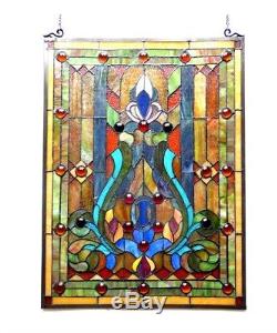 Victorian Stained Glass Hanging Window Tiffany Style Panel