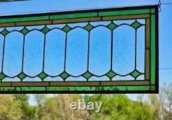 Victorian Stained Glass Transom Window. 36x10. Olive Green & Amber. Architect Victorian Stained Glass Transom Window. 36x10. Olive Green & Amber. Architect