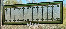 Victorian Stained Glass Transom Window. 36x10. Olive Green & Amber. Architect