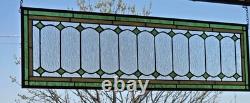 Victorian Stained Glass Transom Window. 36x10. Olive Green & Amber. Architect