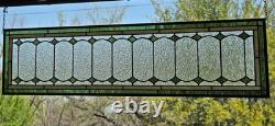 Victorian Stained Glass Transom Window. 36x10. Olive Green & Amber. Architect