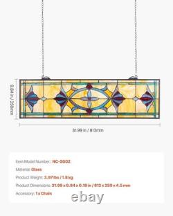 Victorian Stained Glass Window Panel Hanging Transom Suncatcher Decor