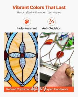 Victorian Stained Glass Window Panel Hanging Transom Suncatcher Decor