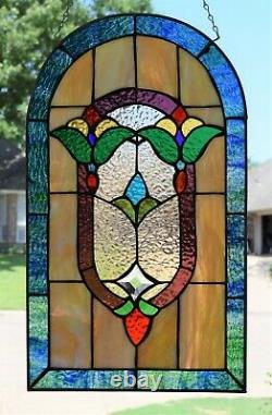 Victorian Style Stained Glass Window Panel (13.5 x 23)