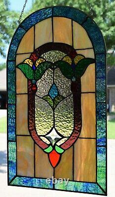 Victorian Style Stained Glass Window Panel (13.5 x 23)