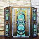Victorian Theme Tiffany Style Stained Glass Decorative Fireplace Screen 3- Panel