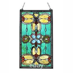 Victorian Theme Tiffany Style Stained Glass Window Panel Suncatcher 26x15