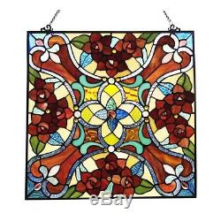 Victorian Tiffany Style Stained Glass Window Panel 20 W x 20 H Handcrafted