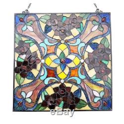 Victorian Tiffany Style Stained Glass Window Panel 20 W x 20 H Handcrafted