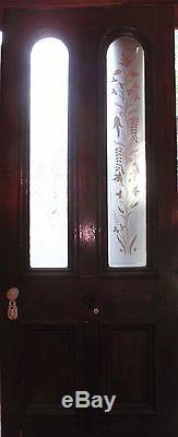 Victorian stained glass door with beautiful etched glass panels