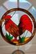 Vintage 12 Stained Glass Rooster Sun Catcher Hanging Window Panel Art Handmade