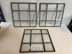 Vintage 3 Pcs Clear Stained Glass Panels Frosted Textured