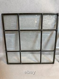 Vintage 3 Pcs Clear Stained Glass Panels Frosted Textured
