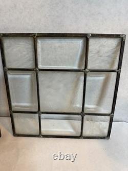 Vintage 3 Pcs Clear Stained Glass Panels Frosted Textured