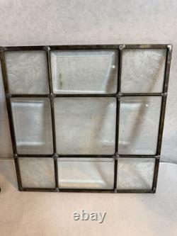 Vintage 3 Pcs Clear Stained Glass Panels Frosted Textured