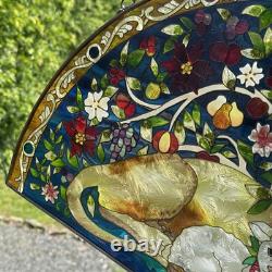 Vintage AMIA Stained Glass Lion & Lamb Isaiah Bible Verse Christian Sun Panel