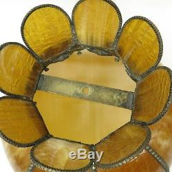 Vintage Amber Butterscotch Slag Stained Glass 8 Panel Pendant or Lamp Shade