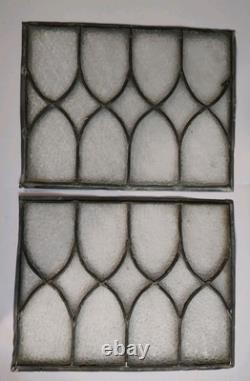 Vintage/Antique Leaded Stained Glass Window Panel Lot Clear/Frosted 13.5x 10.5
