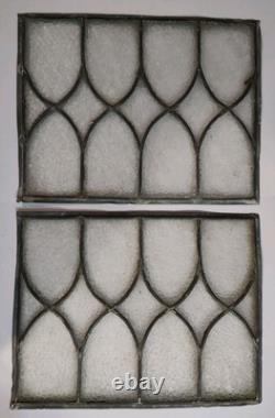 Vintage/Antique Leaded Stained Glass Window Panel Lot Clear/Frosted 13.5x 10.5