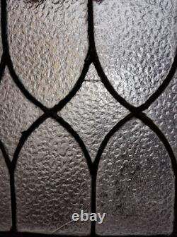 Vintage/Antique Leaded Stained Glass Window Panel Lot Clear/Frosted 13.5x 10.5
