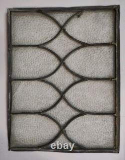 Vintage/Antique Leaded Stained Glass Window Panel Lot Clear/Frosted 13.5x 10.5