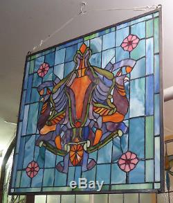 Vintage Antique Stained Glass Panel (09256)NS