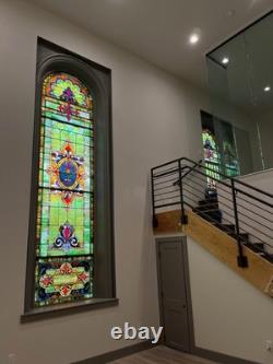 Vintage Antique Stained Glass Window Panel 1870-1881