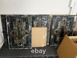 Vintage Antique Stained Glass Window Panels 1870-1881