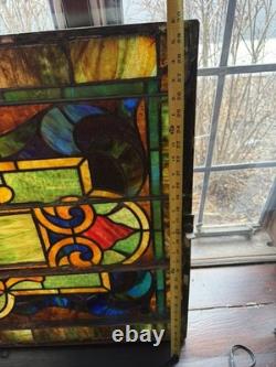 Vintage Antique Stained Glass Window Panels 1870-1881
