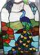 Vintage Beautiful Peacock Stained Glass Window Panel Sun Catcher 16 x 11 J6107