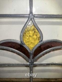 Vintage Bevel Leaded Stained Glass Floral Window Hanging Chain Attached