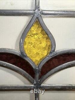 Vintage Bevel Leaded Stained Glass Floral Window Hanging Chain Attached